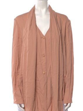 Lanvin Peach Button-Front Draped Blouse